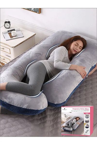 COOYA G-Shaped Pregnancy Pillow with Removable Cover, Comfortable Slumber, Gift for Pregnancy, Grey