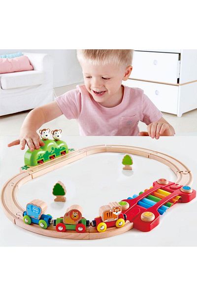 Hape Train set with monkeys and xylophone