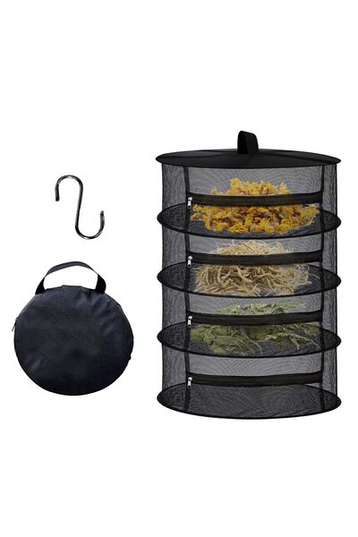 FABYAN Black 4 Layer Zippered Fruit Vegetable Drying Net Foldable Natural Drying Basket