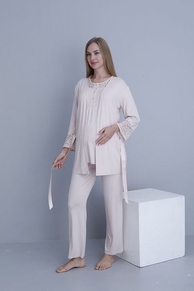 Miss Dünya Lissa Lace Detailed Pajama Set Suitable for Pregnant and Postpartum Women