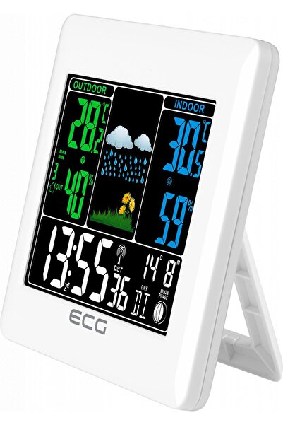 ECG Indoor-outdoor weather station MS 300 White, wireless external sensor, color LCD, clock, alarm
