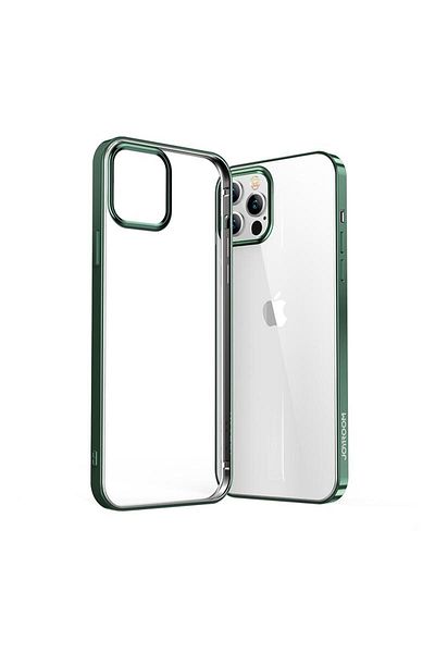 Joyroom NBS ultra cienkie przezroczyste etui z metaliczną ramką do iPhone 12 Pro Max zielony