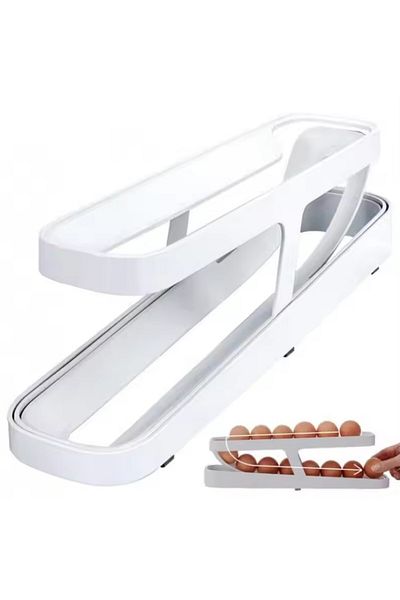 Aptel Refrigerator organizer for eggs, plastic, white, 36x10.5x8.5 cm