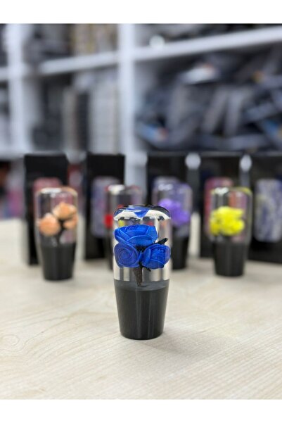 OTO SÜSLEN İSTANBUL Epoksi Mavi Güllü Renk 10cm Vites Topuzu VT-007