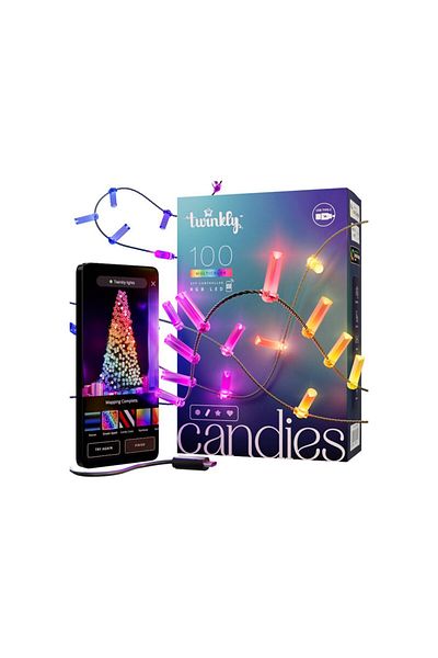Twinkly Candies 100 Candle-shaped RGB LEDs, USB-C|Green Wire