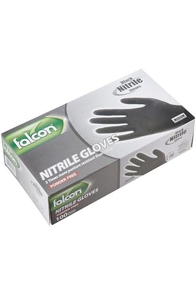 Falcon Nitrile Gloves Powder Free (Medium) black