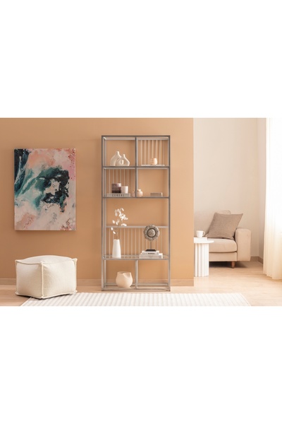 Vivense LOLA SİLVER METAL KİTAPLIK, GRİ, 80 CM