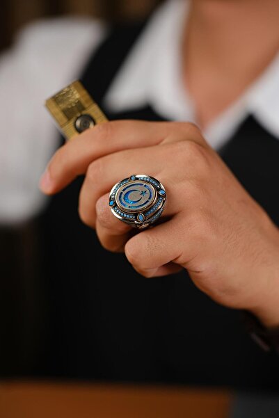 dergah tesbih Ayyıldız Tasarım El İşçiliği Gümüş Yüzük ( Fatih'in Rüyası)