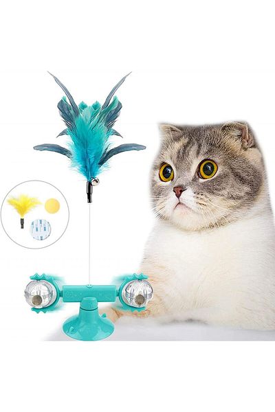 GVAVIY 4 in 1 cat toy, metal/plastic, white/blue