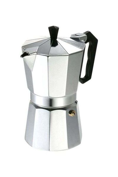 Dessini Aluminum 3cup Coffee Maker Pot Silver/Black