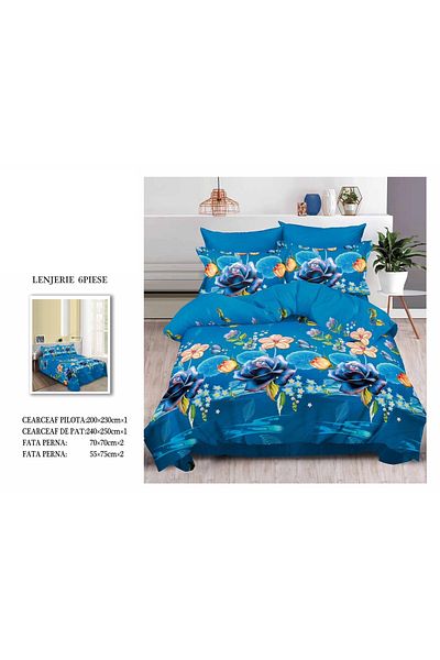 CHIRASO CHIRASO 3D Bedding Set, 6 pieces, Classic Sheet 240x250cm, Duvet Cover 200x230cm, 4 Pillowcases