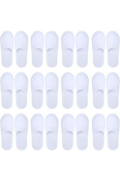 Yuwell YU WELL 12 Pairs Disposable Spa Slippers Fluffy Closed Toe Spa Slippers For Hotel, Fits Most Size