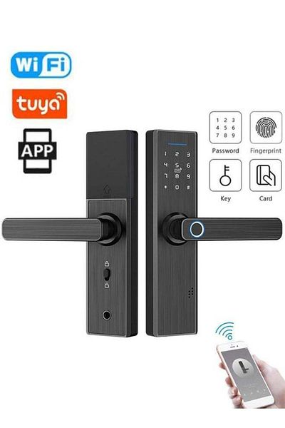 Saharaz 5 IN 1 Double Bolt Smart Door Lock,SupportSmart Home System,With Fingerprint and Code,for Home