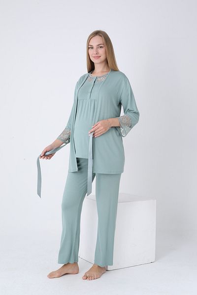 Miss Dünya Lissa Lace Detailed Pajama Set Suitable for Pregnant and Postpartum Women