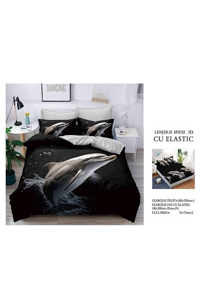 CHIRASO CHIRASO 3D Bedding Set, 4 pieces, ELASTIC Sheet 180x200+25cm, Duvet Cover 200x230cm, 2 Pillowcases