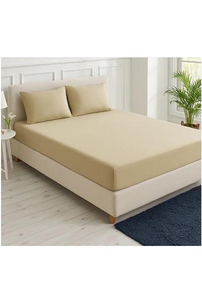 Sinada Home Beige Color Elastic Sheet Set