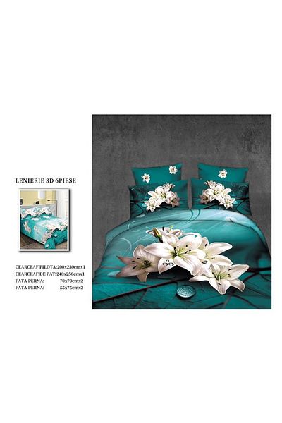 CHIRASO CHIRASO 3D Bedding Set, 6 pieces, Classic Sheet 240x250cm, Duvet Cover 200x230cm, 4 Pillowcases