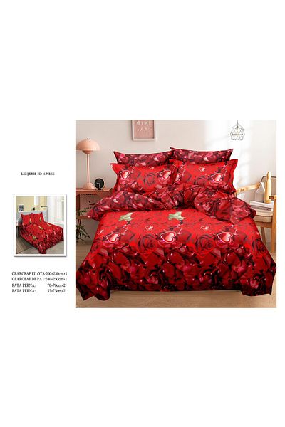 CHIRASO CHIRASO 3D Bedding Set, 6 pieces, Classic Sheet 240x250cm, Duvet Cover 200x230cm, 4 Pillowcases