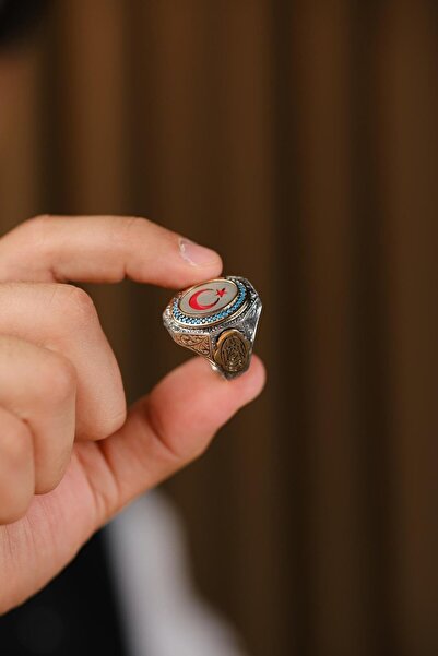 dergah tesbih Ayyıldız Tasarım El İşçiliği 925 Ayar Gümüş Yüzük ( La Galibe İllallah)