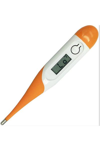 Adoric digital thermometer with flexible tip, rectal/oral, white/orange, 12.4 cm