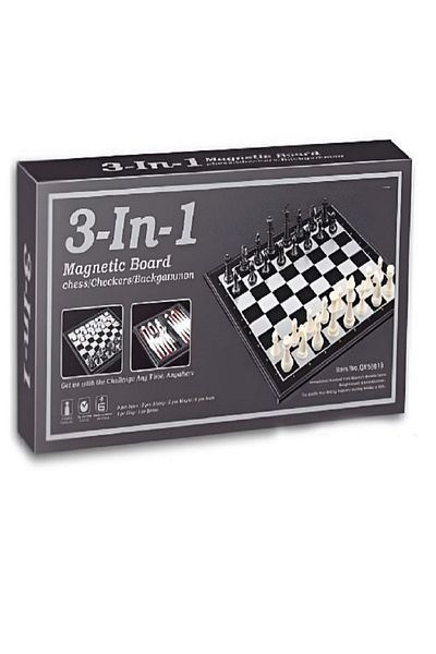 rexa 3-in-1 Magnetic Board Game Set – Chess, Checkers & Backgammon