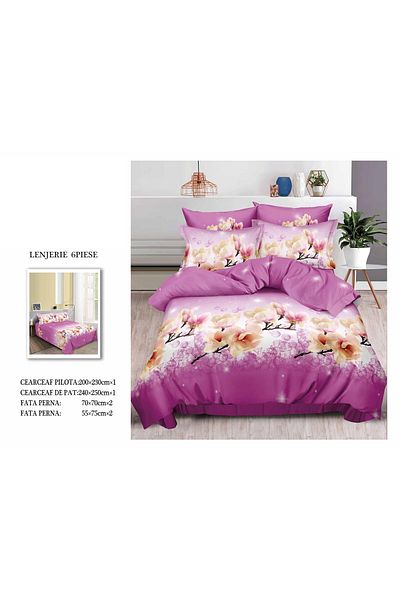 CHIRASO CHIRASO 3D Bedding Set, 6 pieces, Classic Sheet 240x250cm, Duvet Cover 200x230cm, 4 Pillowcases
