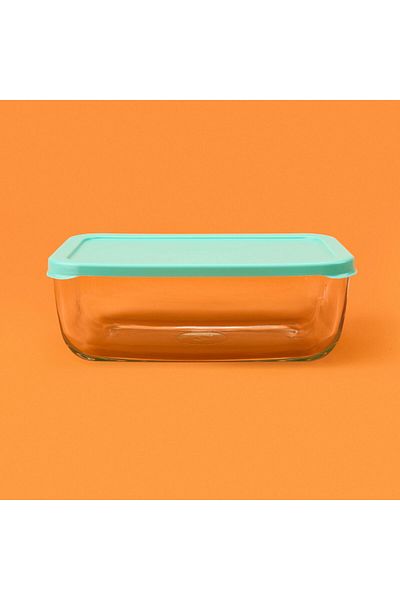 Paşabahçe Snow Box Storage Container - Transparent / Green - 1.2 Lt