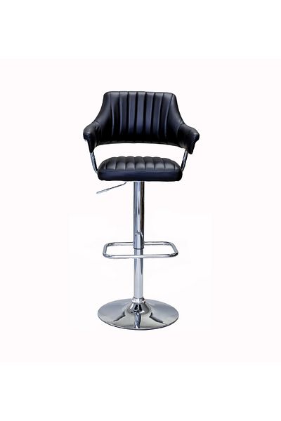 rexa Modern Black Bar Chair – Faux Leather Seat with Iron Base