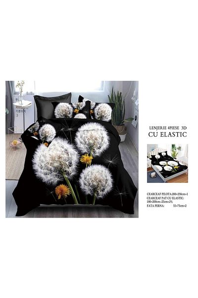 CHIRASO CHIRASO 3D Bedding Set, 4 pieces, ELASTIC Sheet 180x200+25cm, Duvet Cover 200x230cm, 2 Pillowcases