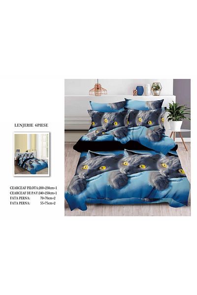 CHIRASO CHIRASO 3D Bedding Set, 6 pieces, Classic Sheet 240x250cm, Duvet Cover 200x230cm, 4 Pillowcases