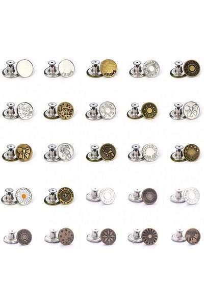 AOSPR Set of 25 jeans buttons, metal, silver/gold, 17 mm