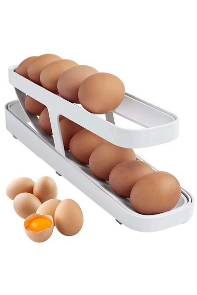 Aptel Refrigerator organizer for eggs, plastic, white, 36x10.5x8.5 cm