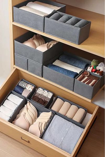 she berrak 6-Piece Drawer Cabinet Organizer Box Set Anthracite