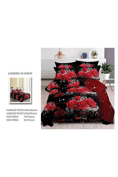 CHIRASO CHIRASO 3D Bedding Set, 6 pieces, Classic Sheet 240x250cm, Duvet Cover 200x230cm, 4 Pillowcases