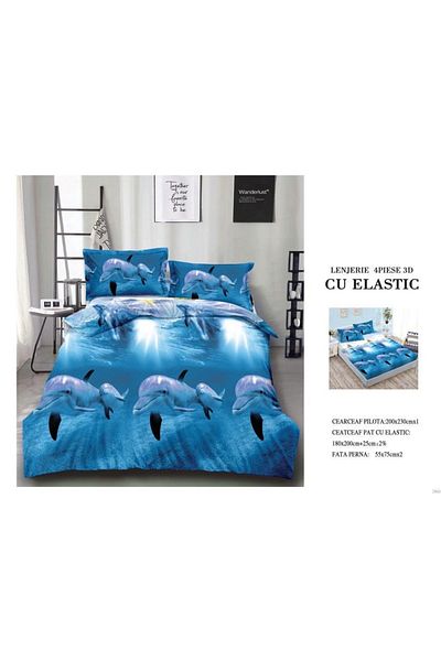 CHIRASO CHIRASO 3D Bedding Set, 4 pieces, ELASTIC Sheet 180x200+25cm, Duvet Cover 200x230cm, 2 Pillowcases