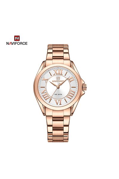 Naviforce NF5037 Modern Design Quartz Simple Fashion Waterproof Wristwatch Stainless Steel Band Girls Clock