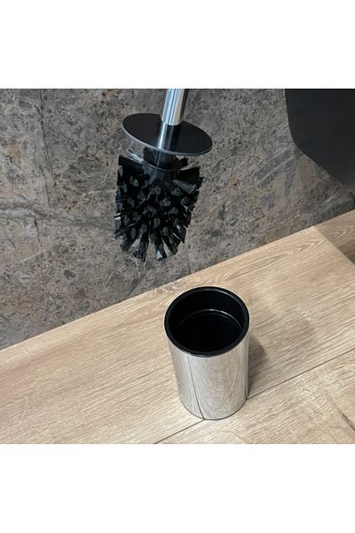 LUXXO Metal WC Brush Holder, Free-standing, Silver, Stainless Steel