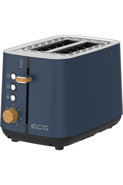 ECG Prăjitor de pâine pe benzină ST 2768 Timber, 925 W, 2 felii, 7 niveluri, oțel inoxidabil, elemente din lemn