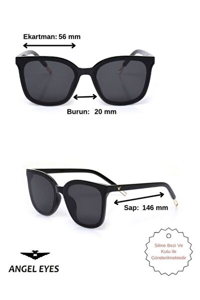 Makro Optik Women's Sunglasses Selin Geometric Black Frame Black Glass