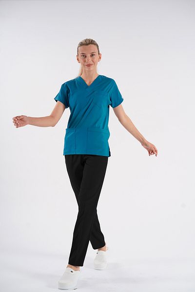 Lion Üniforma Light Petrol Green Dr.Greys Model Lycra Nurse Doctor Jersey Scrubs Single Top Unisex Bat Sleeve