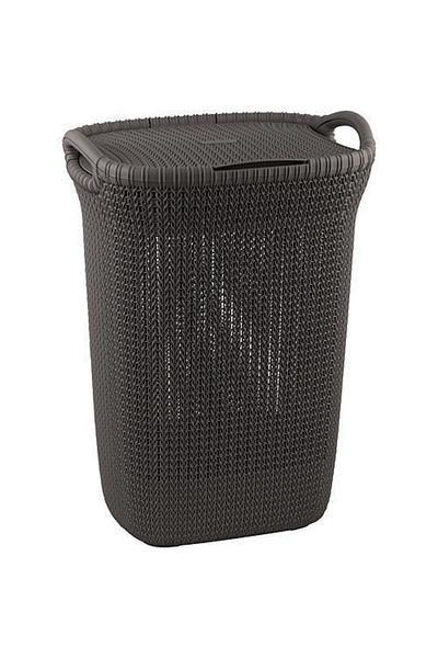CURVER Laundry basket, 2 handles, lid, dark grey, 57 L, 45x61x34 cm,