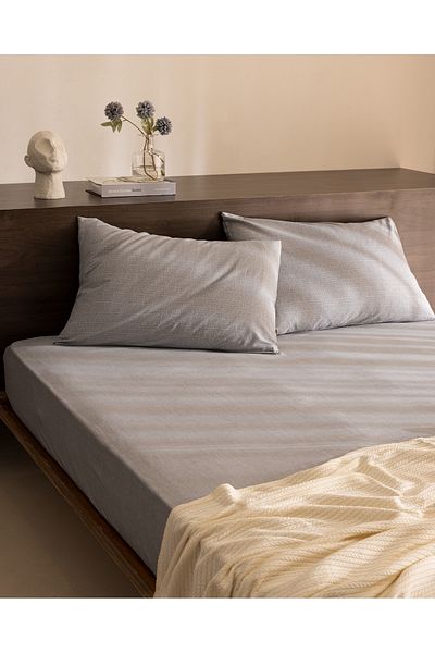 Madame Coco Odette Single 100% Cotton Ranforce Fitted Sheet Set - Gray