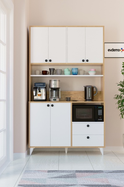 Evdemo Silva Kahve Köşesi Çok Amaçlı Dolap Beyaz Atlantik Çam