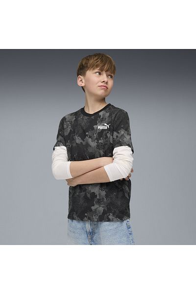 Puma Νεανικό μπλουζάκι Essentials Camo με στάμπα σε όλο το μήκος