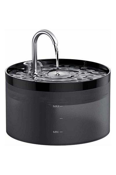 Elindor Dispenser De Apa Pentru Pisici Și Câini, 2 L, Silențios, Filtrare Cu Cărbune, Negru