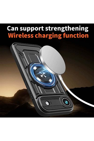 SKYDDAR INNOVATION Case for IPhone 17 Air, RuggedCam, Shockproof Magnetic Ring, Sticker Set, Gray