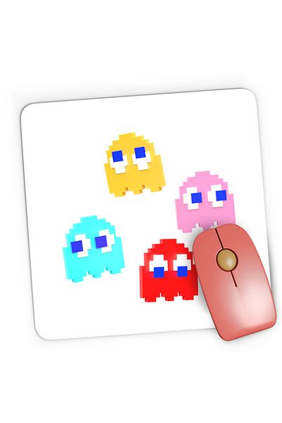 OEM Mousepad Gaming Pac Man Little Ghost Blinky Pinky Achievment Goal, 21x19 см