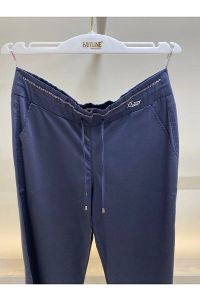 EXİTLİNE Women's Summer Straight Waist Stone Printed Drawstring Pants