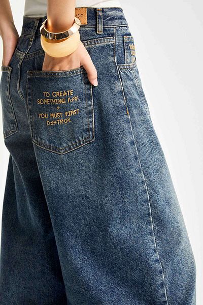 its basic Women's T.Kot Color 35W5 Balloon Baggy Fit Inner Size 83cm 100% Koton Denim Jean