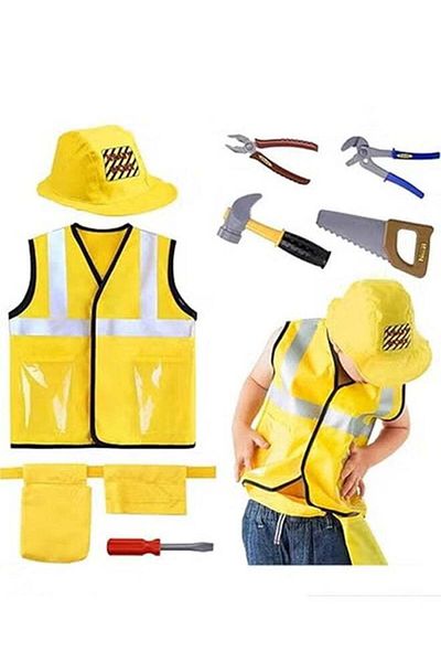 Generic Construction Worker Costume, Role Play Set, Educational Gift to Decorate Engineers